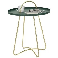 Tavolino soggiorno rotondo verde e oro 45x45x59h cm - Nigra