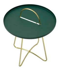 Tavolino soggiorno rotondo verde e oro 45x45x59h cm - Nigra