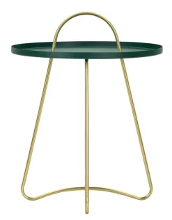 Tavolino soggiorno rotondo verde e oro 45x45x59h cm - Nigra