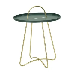 Tavolino soggiorno rotondo verde e oro 45x45x59h cm - Nigra
