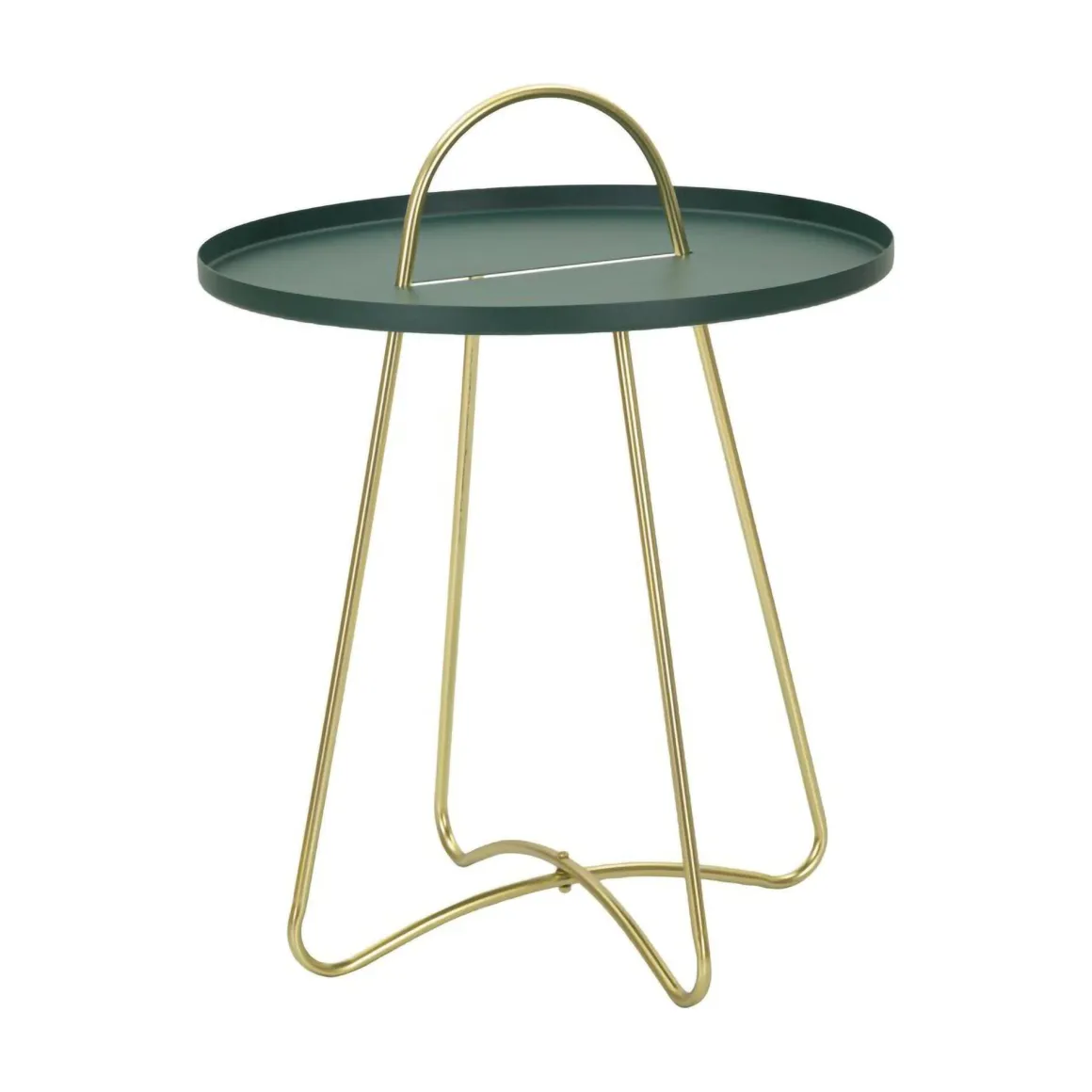 Tavolino soggiorno rotondo verde e oro 45x45x59h cm - Nigra
