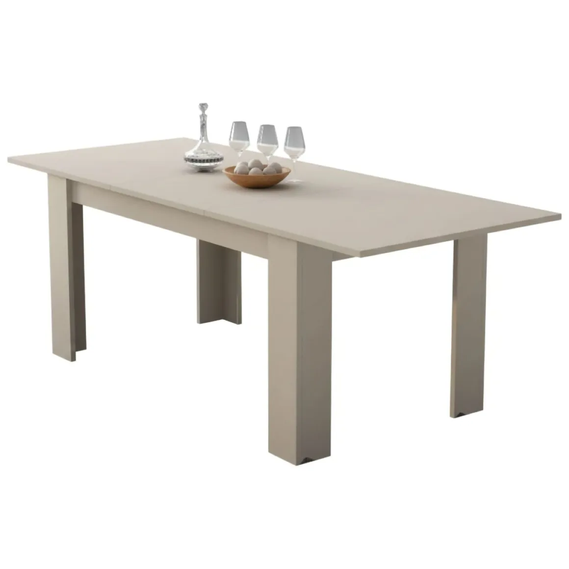 Tavoli Allungabili > Dmora Tavolo Allungabile Beige Allungabile Meccanismo Estensione Allunga Centrale 220x90x75h cm, Lunghezza Massima 220 cm - Campora Beige Cashmere