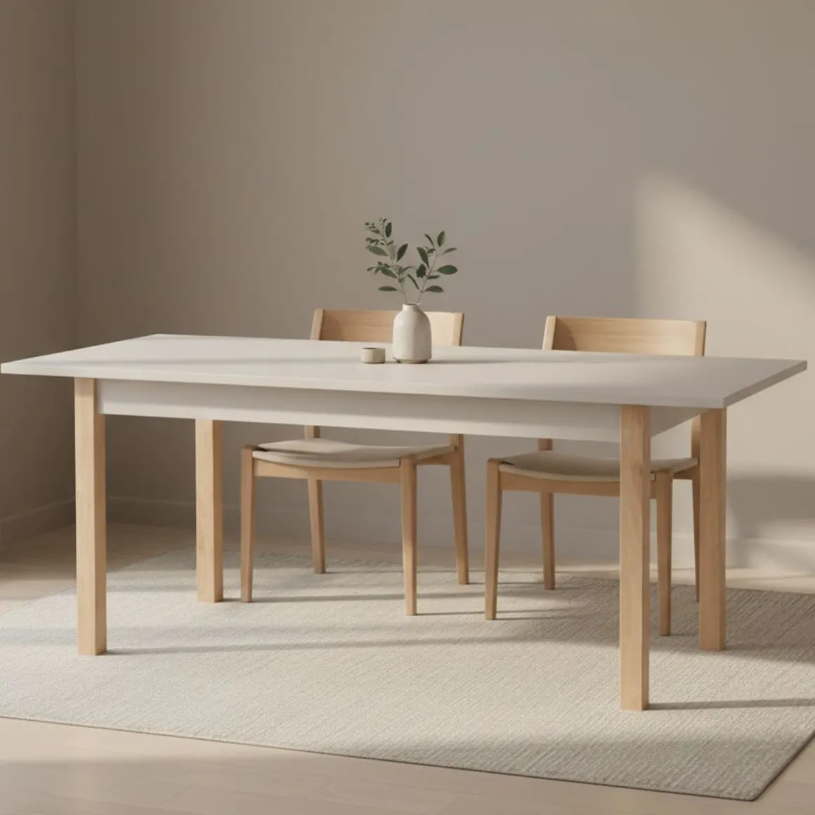 Tavolo Allungabile Beige Marrone Rovere 8 Posti Allungabile 160x80x77h cm, - Bulzi