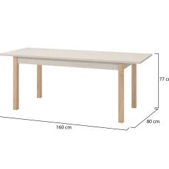 Tavolo Allungabile Beige Marrone Rovere 8 Posti Allungabile 160x80x77h cm, - Bulzi