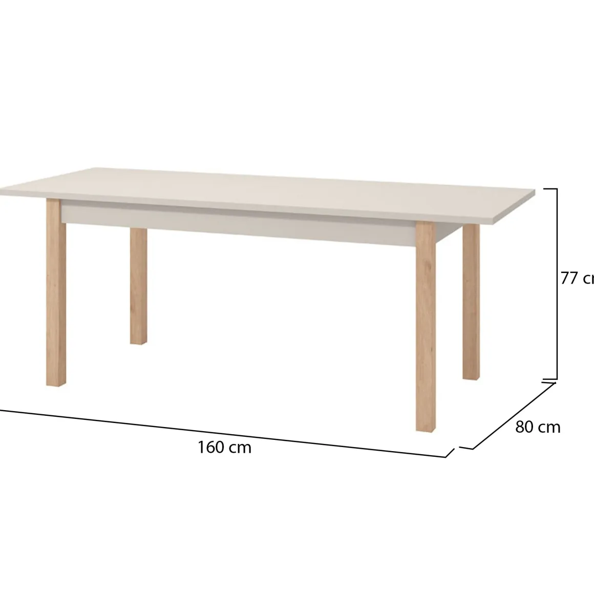 Tavolo Allungabile Beige Marrone Rovere 8 Posti Allungabile 160x80x77h cm, - Bulzi