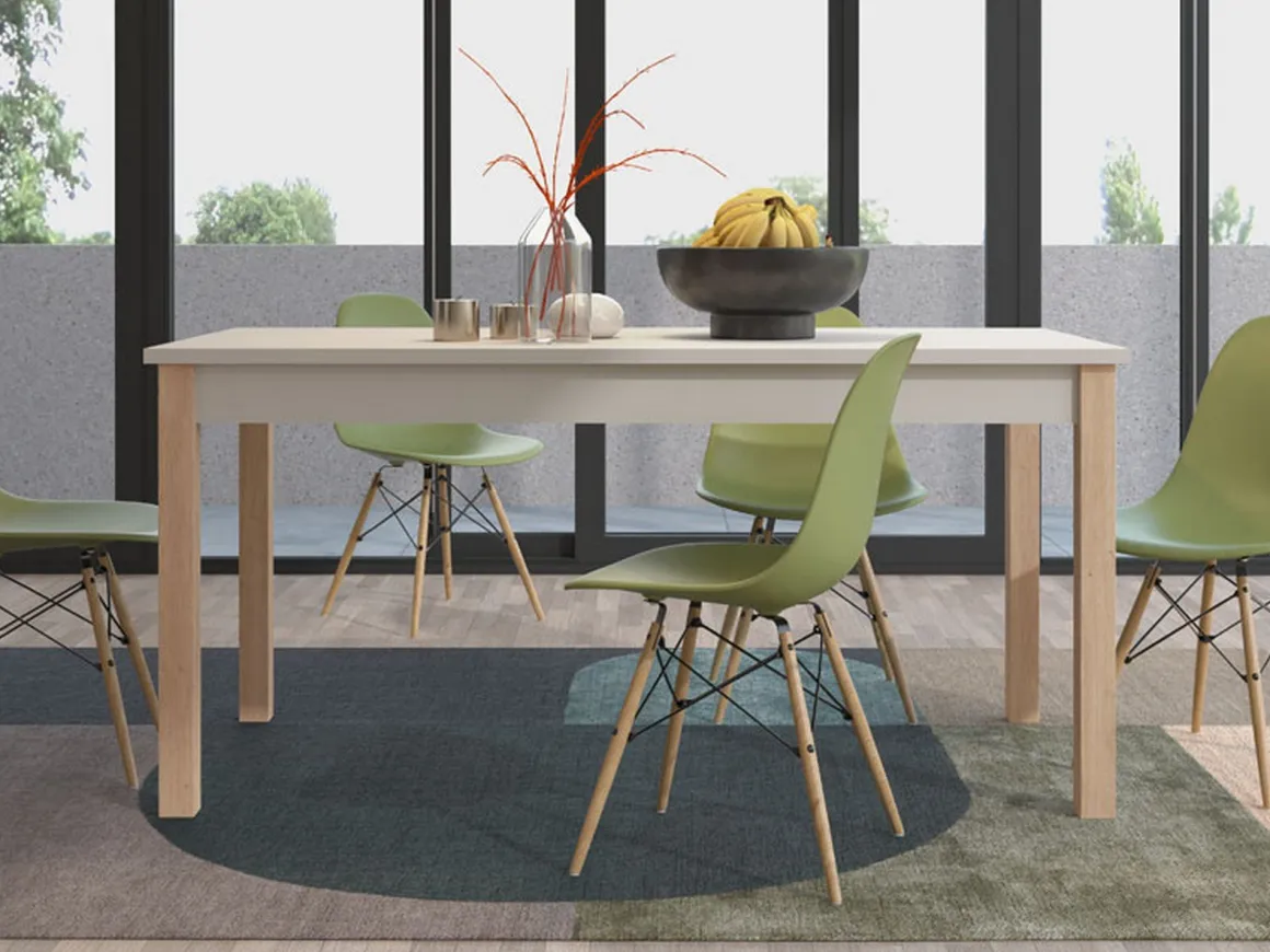 Tavolo Allungabile Beige Marrone Rovere 8 Posti Allungabile 160x80x77h cm, - Bulzi