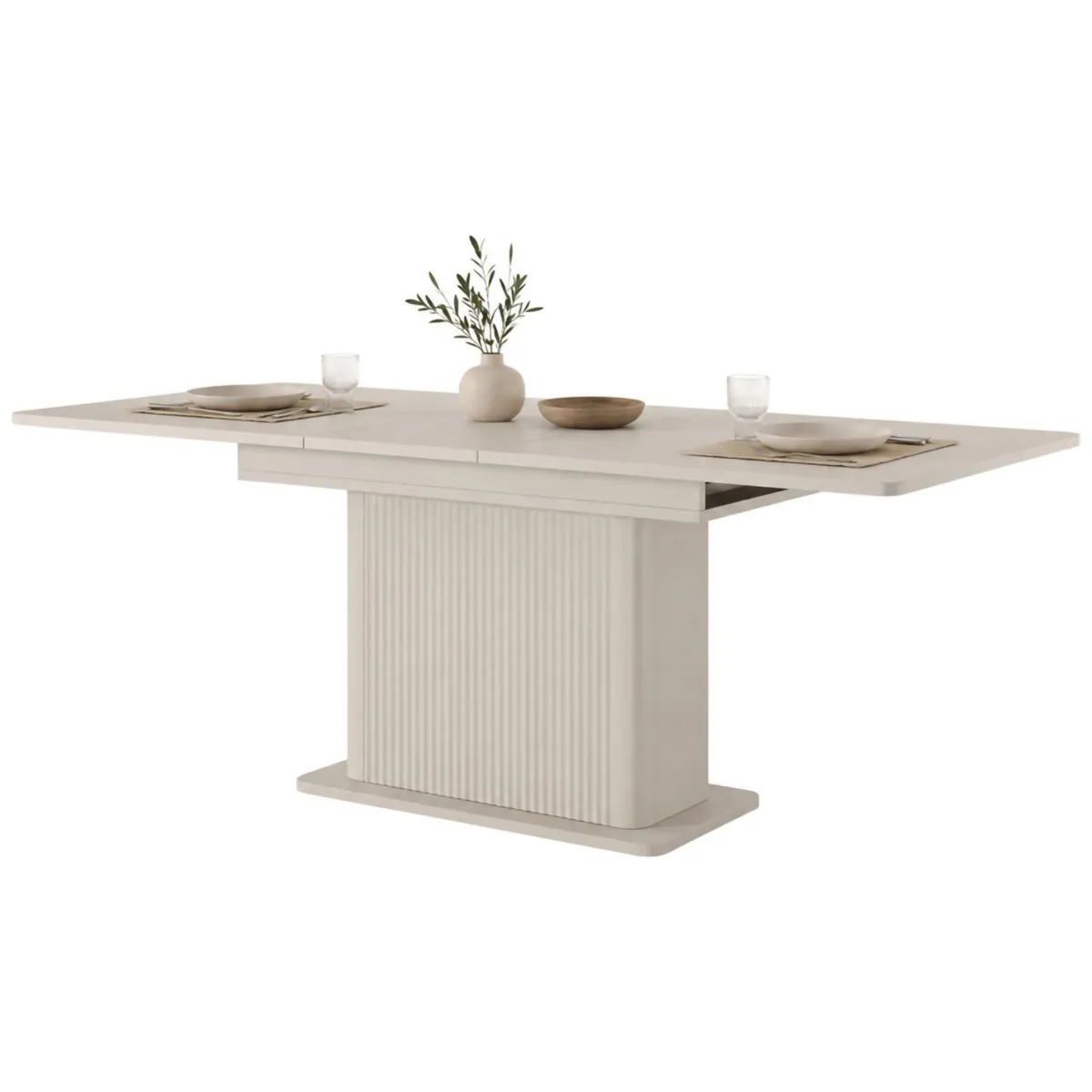 Tavoli Allungabili > Dmora Tavolo Allungabile 8 Posti Allungabile 160x90x75h cm, Meccanismo Estensione Allunga Centrale - Kariteni Beige