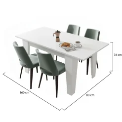 Tavoli Allungabili > Dmora Tavolo Allungabile Allungabile Meccanismo Estensione Allunga Centrale 160x80x78h cm, Lunghezza Massima 160 cm - Pizzoli Bianco