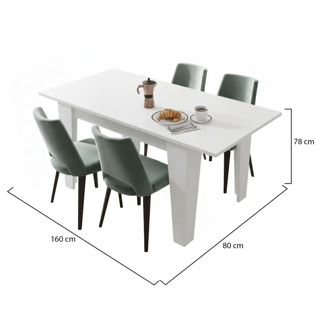 Tavoli Allungabili > Dmora Tavolo Allungabile Allungabile Meccanismo Estensione Allunga Centrale 160x80x78h cm, Lunghezza Massima 160 cm - Pizzoli Bianco