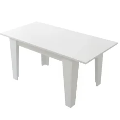 Tavoli Allungabili > Dmora Tavolo Allungabile Allungabile Meccanismo Estensione Allunga Centrale 160x80x78h cm, Lunghezza Massima 160 cm - Pizzoli Bianco