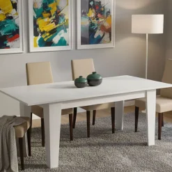 Tavoli Allungabili > Dmora Tavolo Allungabile Allungabile Meccanismo Estensione Allunga Centrale 200x90x75h cm, Lunghezza Massima 200 cm - Marene Bianco