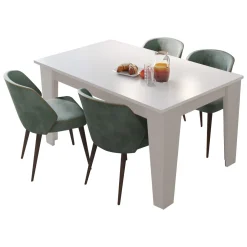 Tavoli Allungabili > Dmora Tavolo Allungabile Allungabile Meccanismo Estensione Allunga Centrale 200x90x75h cm, Lunghezza Massima 200 cm - Marene Bianco