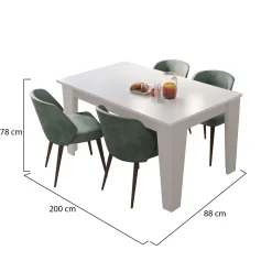 Tavolo Allungabile Bianco Allungabile Meccanismo Estensione Allunga Centrale 200x88x78h cm, Lunghezza Massima 200 cm - Salmour