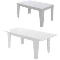 Tavolo Allungabile Bianco Allungabile Meccanismo Estensione Allunga Centrale 220x88x78h cm, Lunghezza Massima 220 cm - Sassetta