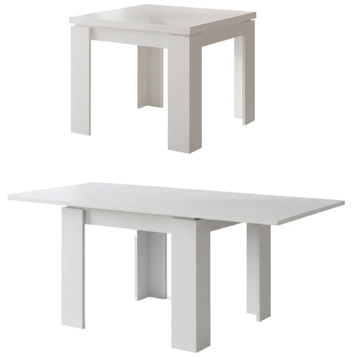 Tavolo Allungabile Bianco Allungabile Meccanismo Estensione a Libro 180x90x78h cm, Lunghezza Massima 180 cm - Popoli