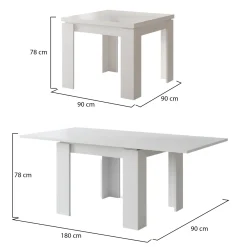 Tavolo Allungabile Bianco Allungabile Meccanismo Estensione a Libro 180x90x78h cm, Lunghezza Massima 180 cm - Popoli