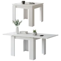 Tavolo Allungabile Bianco Allungabile Meccanismo Estensione a Libro 180x90x78h cm, Lunghezza Massima 180 cm - Popoli