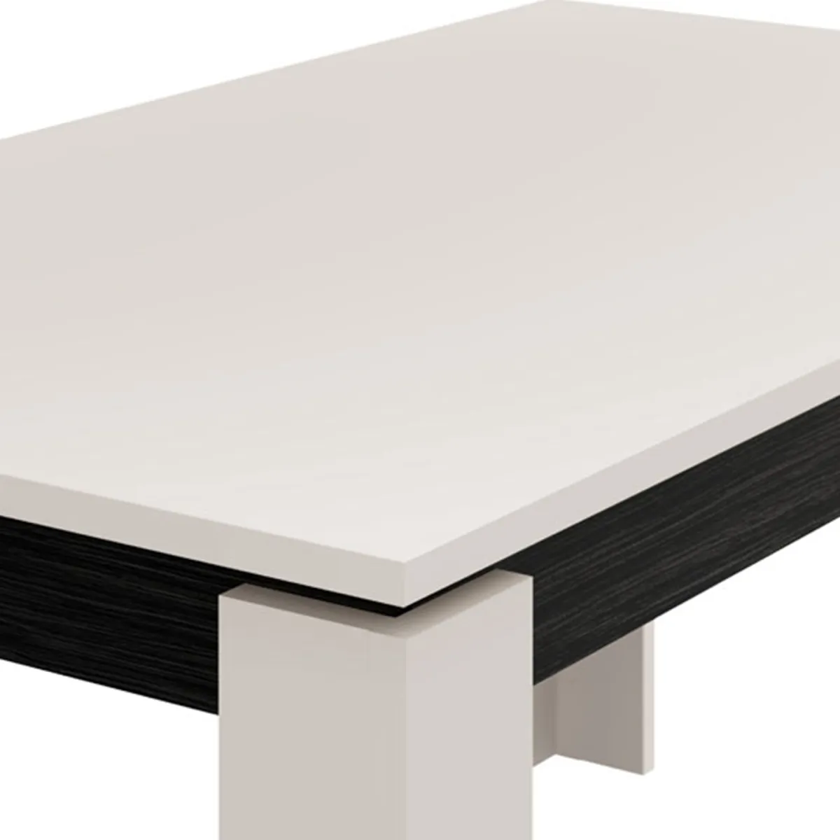 Tavoli Allungabili > Dmora Tavolo Allungabile Bianco Crema Nero 8 Posti Allungabile 160x90x77h cm, Meccanismo Estensione Allunga Centrale - Lajon Nero, Bianco Crema