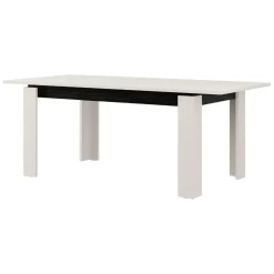 Tavoli Allungabili > Dmora Tavolo Allungabile Bianco Crema Nero 8 Posti Allungabile 160x90x77h cm, Meccanismo Estensione Allunga Centrale - Lajon Nero, Bianco Crema