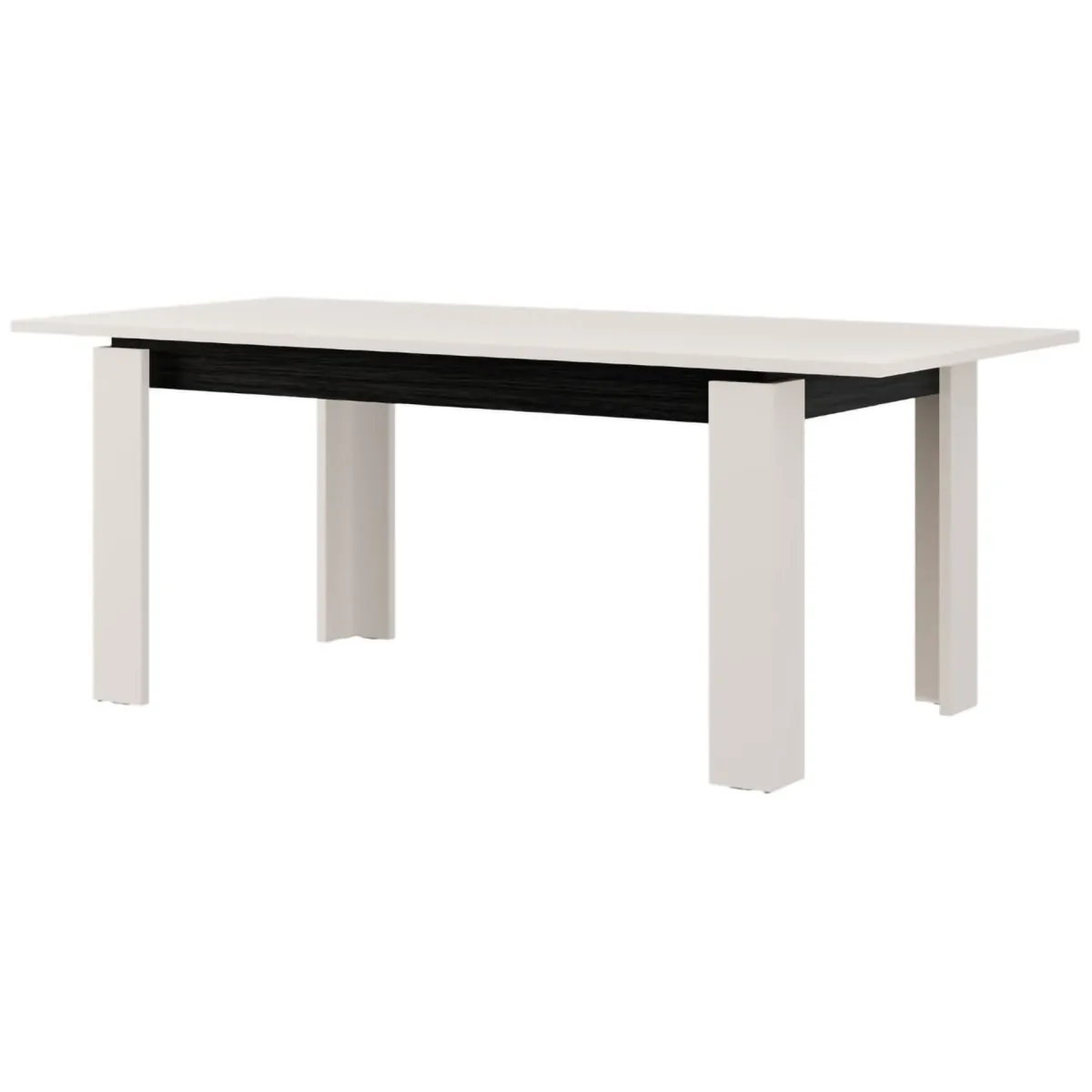 Tavoli Allungabili > Dmora Tavolo Allungabile Bianco Crema Nero 8 Posti Allungabile 160x90x77h cm, Meccanismo Estensione Allunga Centrale - Lajon Nero, Bianco Crema