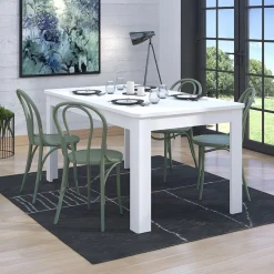 Tavolo Allungabile Bianco Lucido 8 Posti Allungabile 160x90.5x76.5h cm, - Colosimi