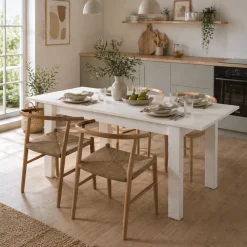 Tavoli Allungabili > Dmora Tavolo Allungabile Bianco Opaco Marrone Rovere 4 Posti Allungabile 110x50x79h cm, - Paestum Marrone Rovere, Bianco Opaco