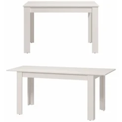 Tavolo Allungabile Bianco Opaco 8 Posti Allungabile 120x80x76h cm, Meccanismo Estensione Allunga Centrale - Marudo