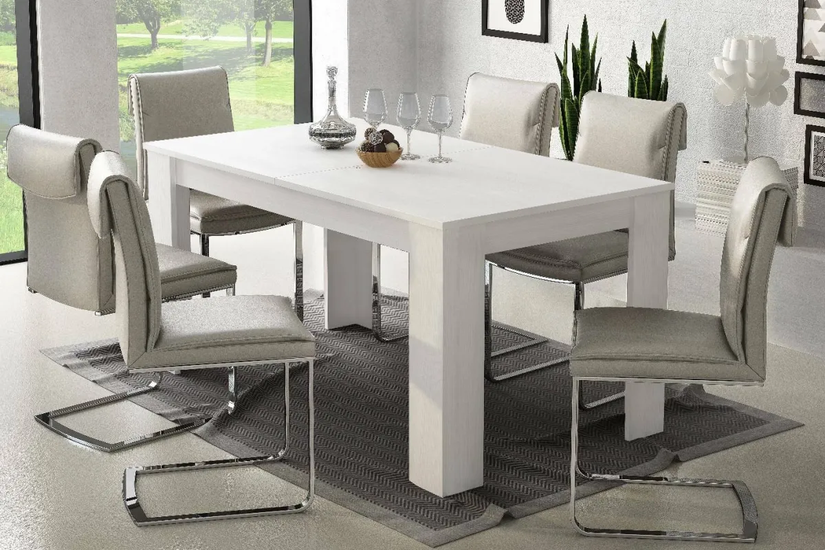 Tavoli Allungabili|Cucina > Dmora Tavolo allungabile classico 8-10 posti 160/220x88cm - Artino Bianco