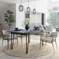 Tavolo allungabile elegante 6-8 posti 170x80cm antracite - Terralba