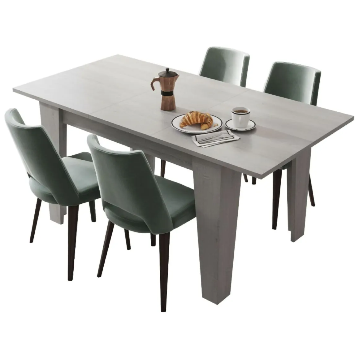 Tavolo Allungabile Grigio Cemento Allungabile Meccanismo Estensione Allunga Centrale 160x80x78h cm, Lunghezza Massima 160 cm - Pizzoli