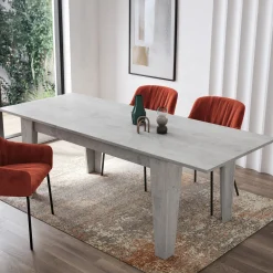 Tavoli Allungabili > Dmora Tavolo Allungabile Allungabile Meccanismo Estensione Allunga Centrale 220x90x75h cm, Lunghezza Massima 220 cm - Campora Grigio Cemento
