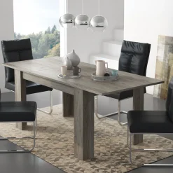 Tavoli Allungabili > Dmora Tavolo Allungabile Allungabile Meccanismo Estensione Allunga Centrale 200x90x75h cm, Lunghezza Massima 200 cm - Marene Grigio Rovere grigio