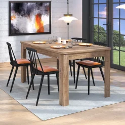 Tavoli Allungabili > Dmora Tavolo Allungabile 8 Posti Allungabile 160x91x77h cm, Effetto Invecchiato - Colosimi Marrone Noce