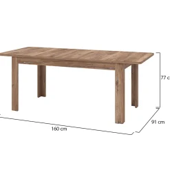 Tavoli Allungabili > Dmora Tavolo Allungabile 8 Posti Allungabile 160x91x77h cm, Effetto Invecchiato - Colosimi Marrone Noce