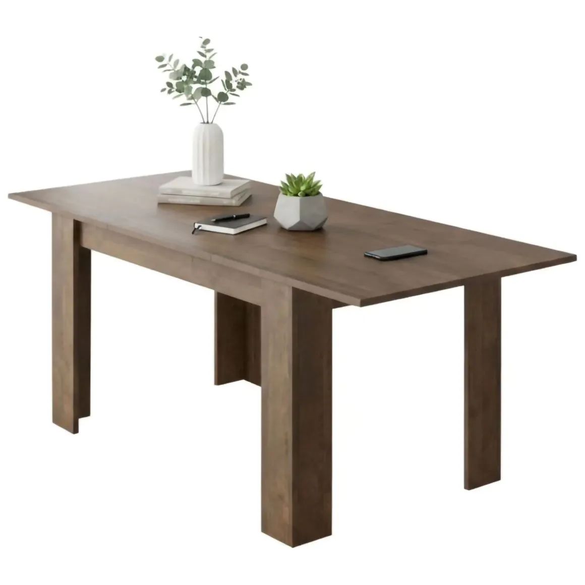 Tavoli Allungabili > Dmora Tavolo Allungabile Allungabile Meccanismo Estensione Allunga Centrale 220x90x75h cm, Lunghezza Massima 220 cm - Campora Marrone Noce