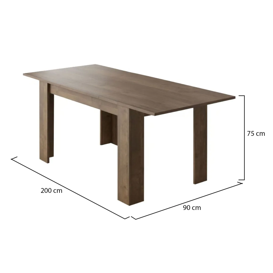Tavoli Allungabili > Dmora Tavolo Allungabile Allungabile Meccanismo Estensione Allunga Centrale 220x90x75h cm, Lunghezza Massima 220 cm - Campora Marrone Noce