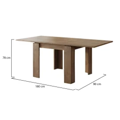 Tavolo Allungabile Marrone Noce Allungabile Meccanismo Estensione a Libro 180x90x78h cm, Lunghezza Massima 180 cm - Popoli