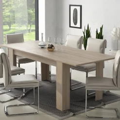 Tavolo Allungabile Marrone Olmo Allungabile Meccanismo Estensione Allunga Centrale 220x90x75h cm, Lunghezza Massima 220 cm - Campora