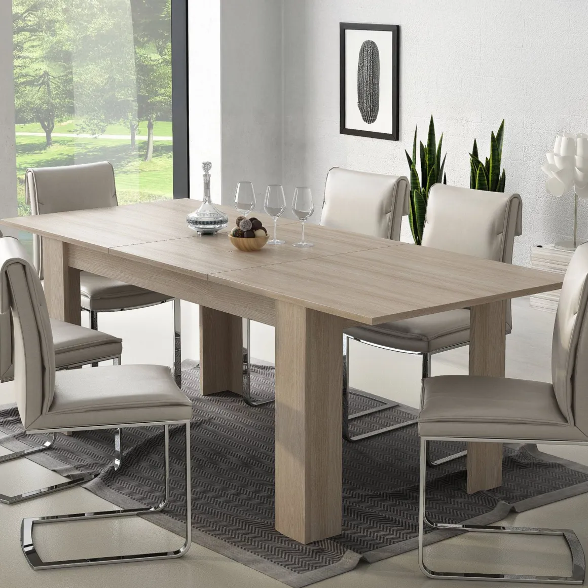 Tavolo Allungabile Marrone Olmo Allungabile Meccanismo Estensione Allunga Centrale 220x90x75h cm, Lunghezza Massima 220 cm - Campora
