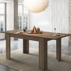 Tavoli Allungabili > Dmora Tavolo Allungabile Allungabile Meccanismo Estensione Allunga Centrale 220x90x75h cm, Lunghezza Massima 220 cm - Campora Marrone Rovere