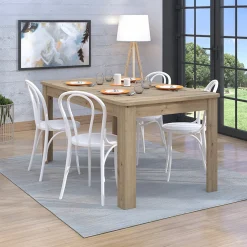 Tavoli Allungabili > Dmora Tavolo Allungabile 8 Posti Allungabile 190x90x77h cm, Meccanismo Estensione Allunga Centrale - Dencio Marrone Rovere Nodi