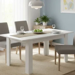 Tavolo allungabile moderno 6-8 posti 140/190x90cm bianco lucido - Dencio