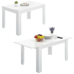 Tavoli Allungabili|Cucina > Dmora Tavolo allungabile moderno 6-8 posti 140/190x90cm rovere e bianco - Abudula Bianco, Marrone Rovere