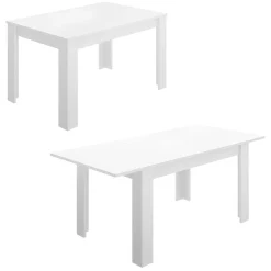 Tavolo allungabile moderno 6-8 posti 140/190x90cm bianco lucido - Dencio