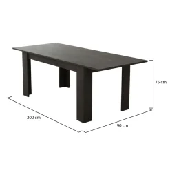 Tavoli Allungabili > Dmora Tavolo Allungabile Allungabile Meccanismo Estensione Allunga Centrale 220x90x75h cm, Lunghezza Massima 220 cm - Campora Nero Antracite