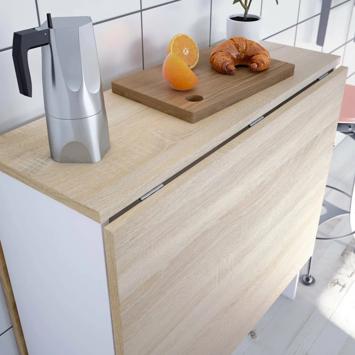Tavolo allungabile piccolo 2-4 posti 31x77cm bianco e rovere - Arid