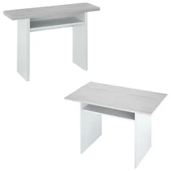 Tavolo allungabile 2-4 posti 120x35cm bianco e cemento - Arila