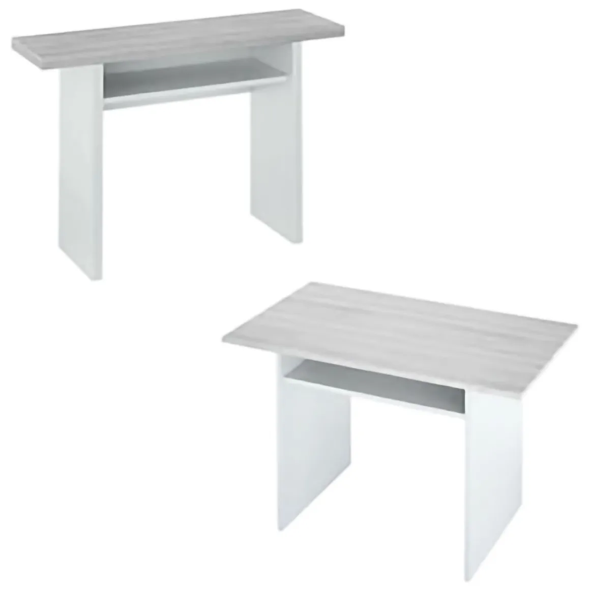 Tavolo allungabile 2-4 posti 120x35cm bianco e cemento - Arila