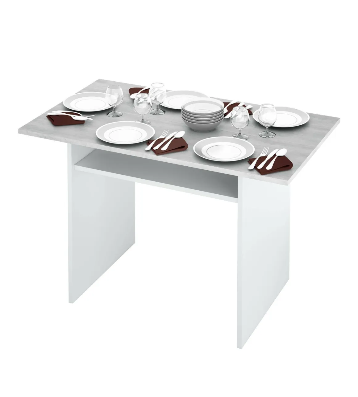 Tavolo allungabile 2-4 posti 120x35cm bianco e cemento - Arila