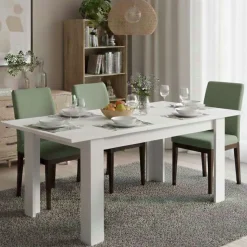 Tavolo allungabile 6-8 posti 140/190x90cm bianco - Abudula